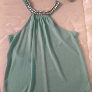 Jeweled Neck Halter Top